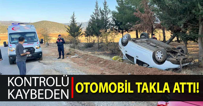 Kontrolden çıkan otomobil takla attı; 2 yaralı